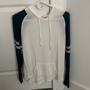 White and green Sweatshirt with hoodie